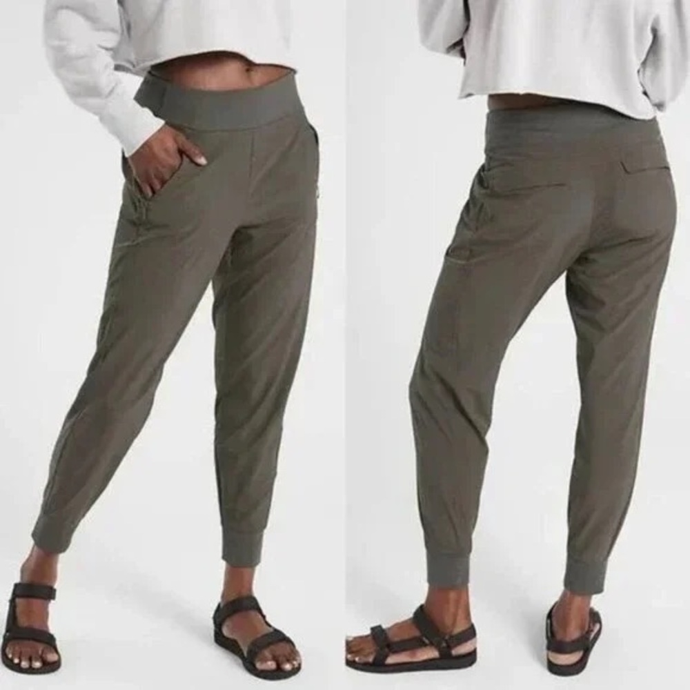 Athleta Olive-Gray Track Joggers